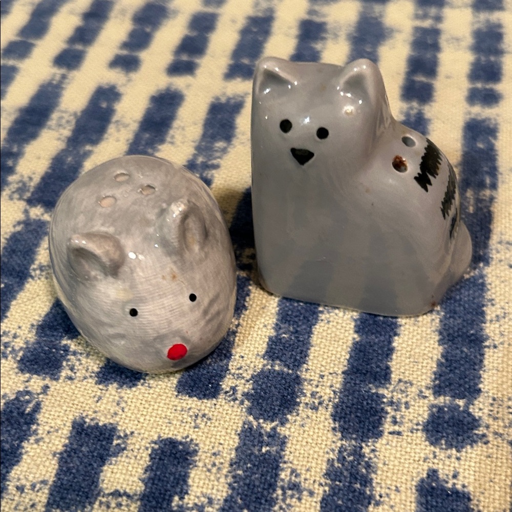 Cat and Mouse Salt and Pepper Shakers